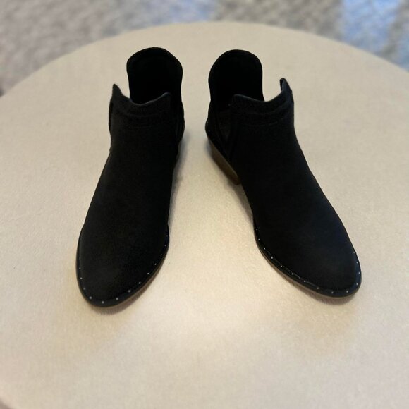 Women's New Black Suede Athena Low Cut Ankle Booties with Silver Dainty Studs - Picture 3 of 11